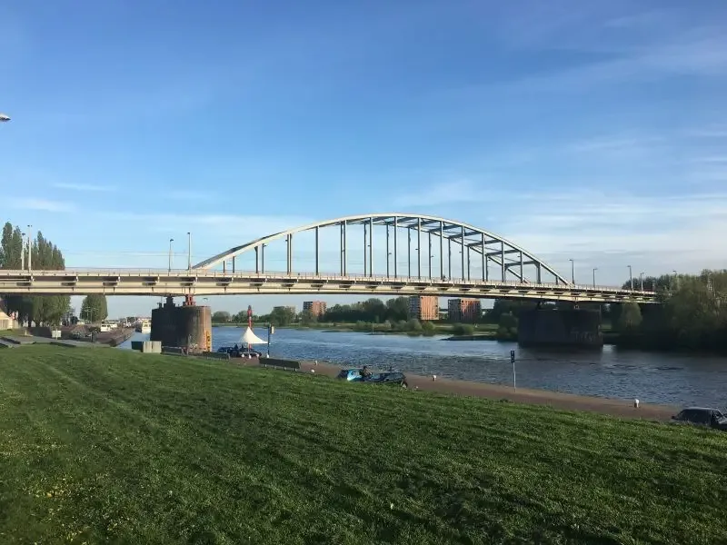 The John Frost Bridge across the Rhine in Arnhem.
