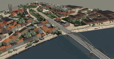The 3D model of the Arnhem road bridge and the town north of it, September 1944